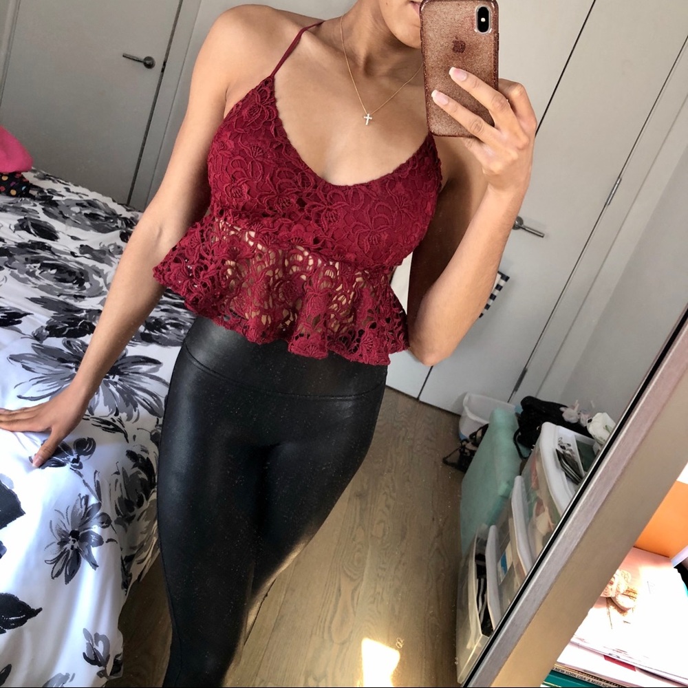 Lace Peplum Crop Top